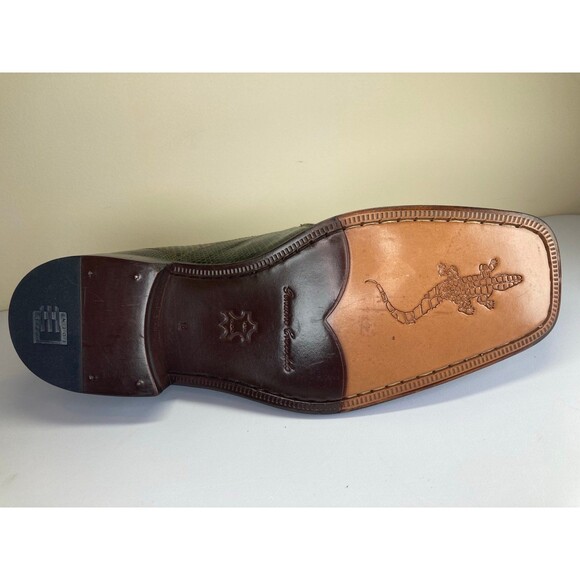 David Eden Crocodile Lizard Skin Men’s Size 14 Dark Green Leather Oxfords Shoes - Picture 5 of 5